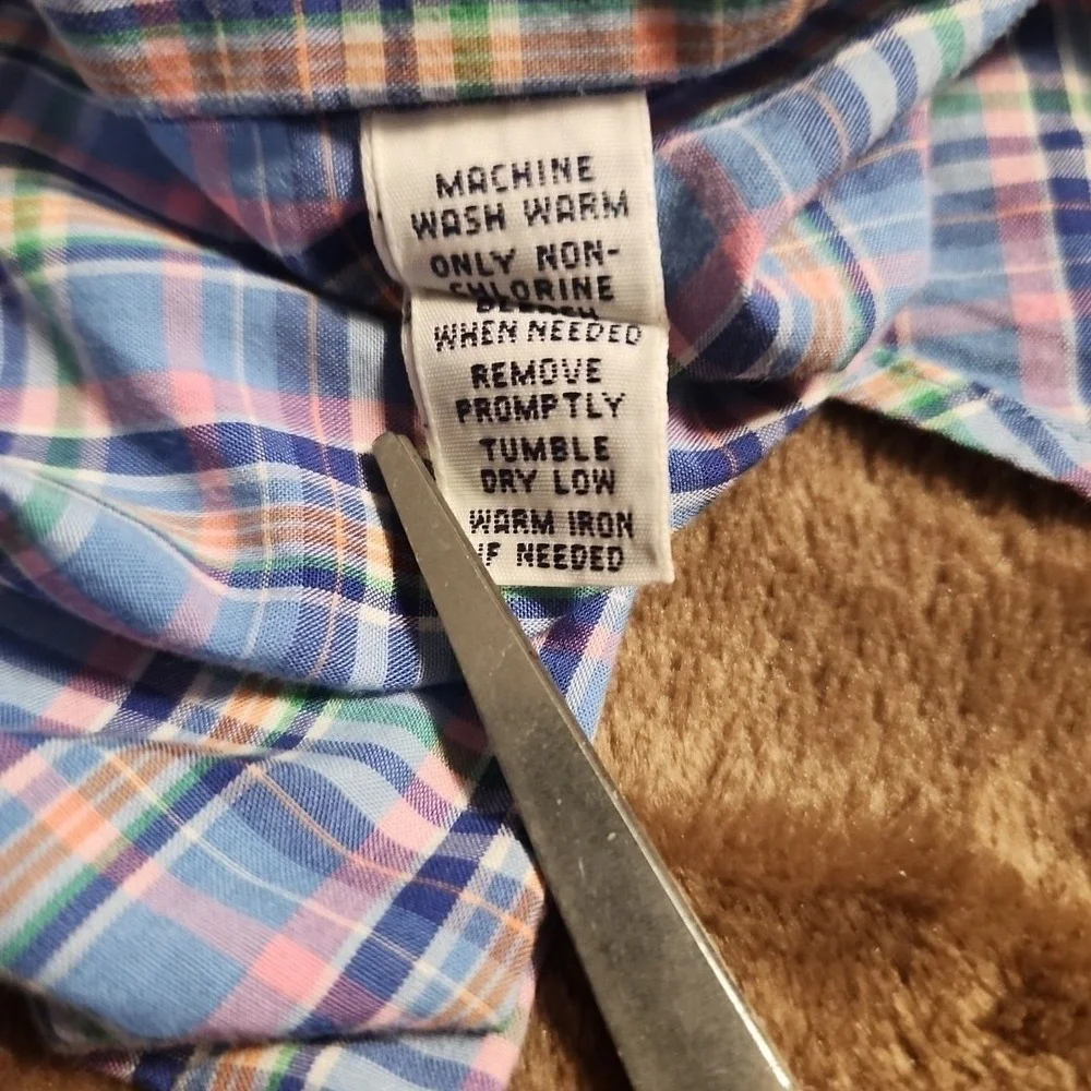 Polo Ralph Lauren Shirt Men's XL Blue Plaid Cotton Button Up
